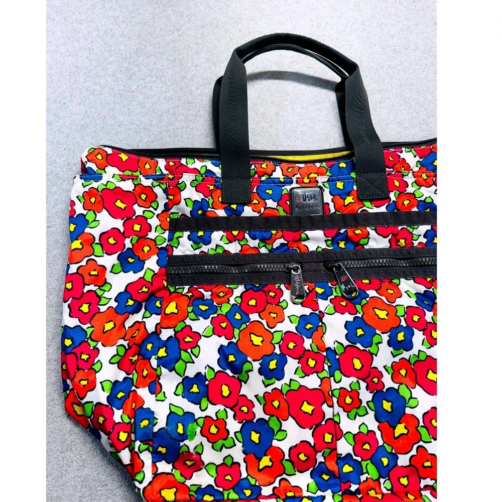 Brighton‎ Vera Bradley Tote Bag Large Multicolor Floral Nylon Zip Travel Bag